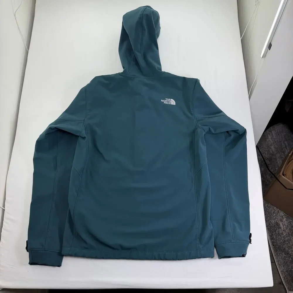Men's North Face Softshell Full Zip Jacket Size Small Teal Blue Hooded Pullover